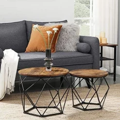 Vasagle Couchtisch-Set Dylano | Großer und kleiner Couchtisch | Rost