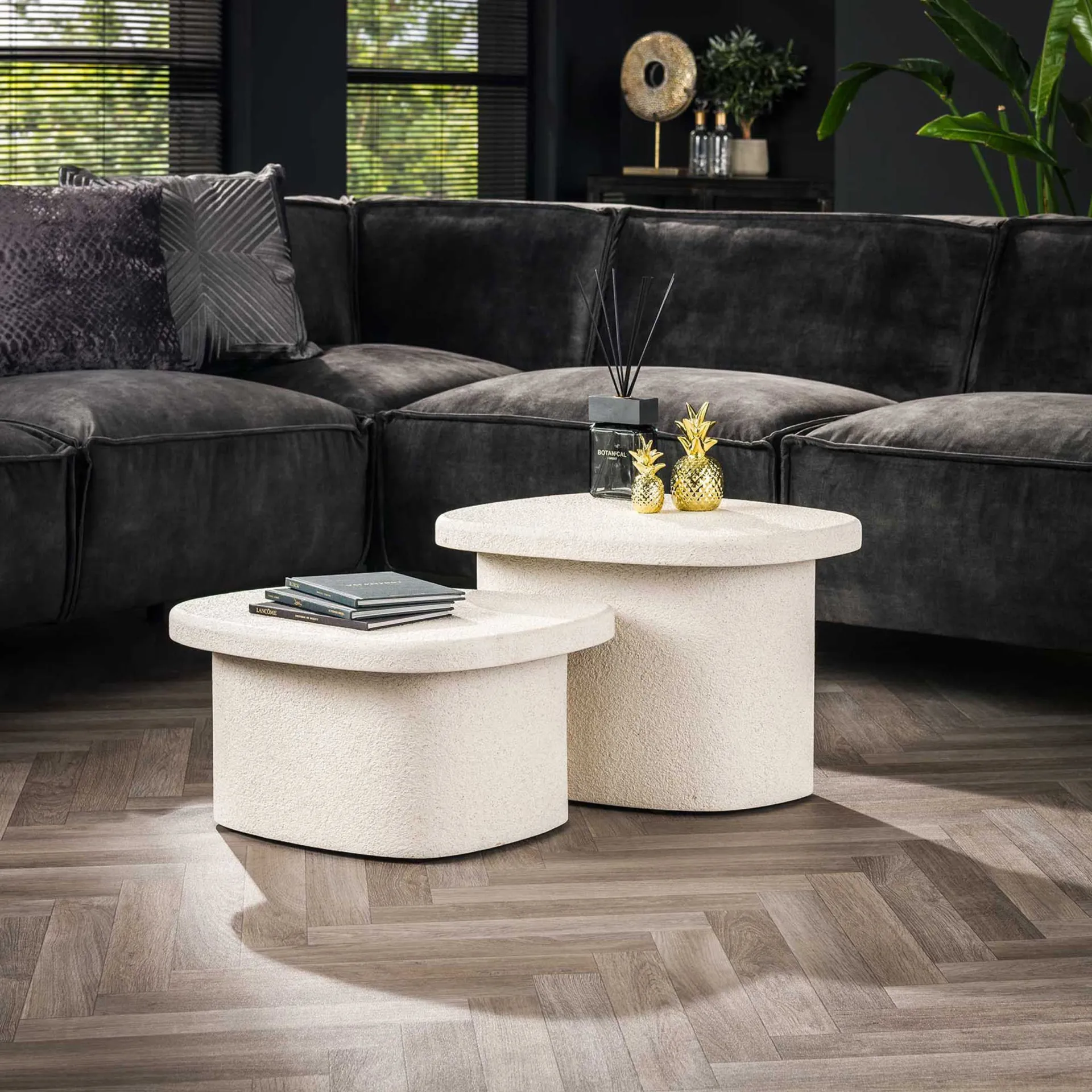 Emob Couchtisch-Set Marbella Elegance Marmorverbundstoff