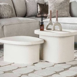 Emob Couchtisch-Set Marbella Elegance Marmorverbundstoff