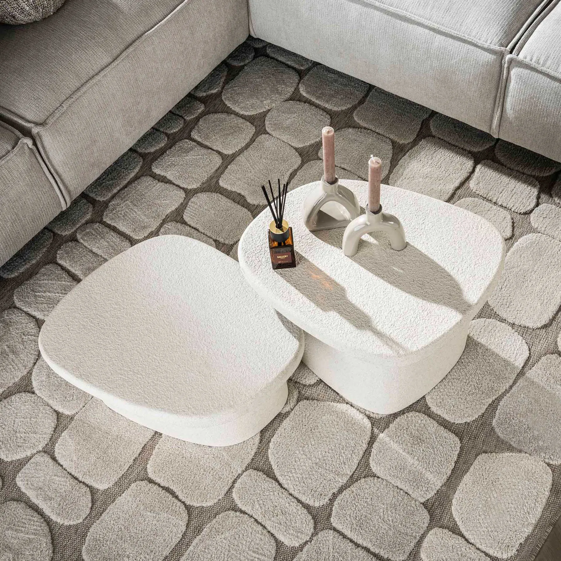 Emob Couchtisch-Set Marbella Elegance Marmorverbundstoff