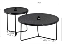 Rousseau Couchtisch-Set Melia - Ø50x50cm und Ø80x40cm - Glas -