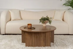 Emob Couchtisch-Set Moira - Ø90x41cm - 2 Tische - Walnuss-Dekor