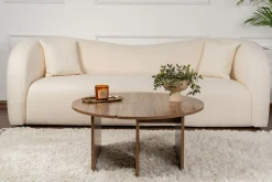 Emob Couchtisch-Set Moira - Ø90x41cm - 2 Tische - Walnuss-Dekor