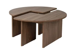 Emob Couchtisch-Set Moira - Ø90x41cm - 2 Tische - Walnuss-Dekor