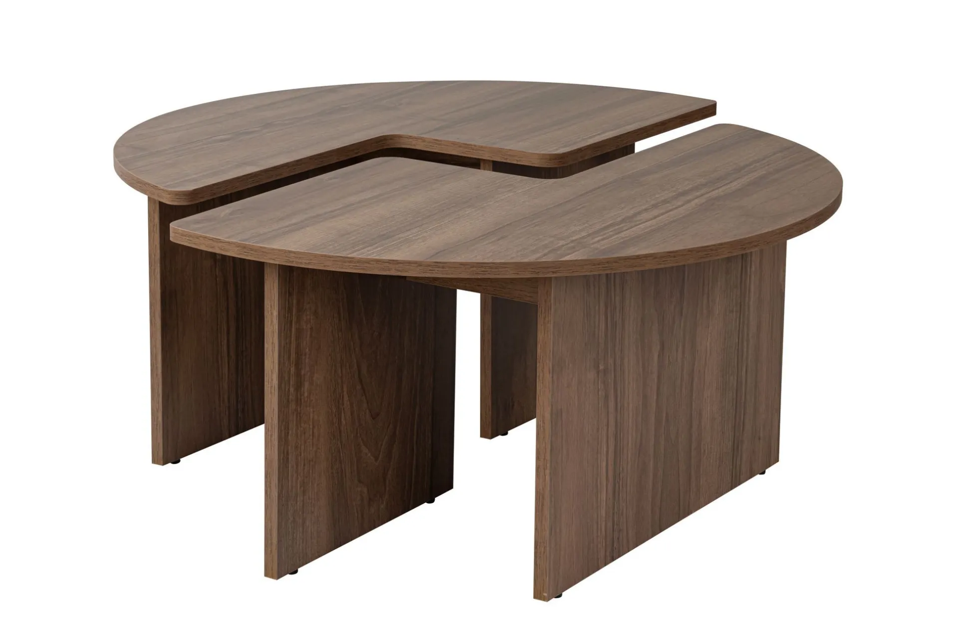 Emob Couchtisch-Set Moira - Ø90x41cm - 2 Tische - Walnuss-Dekor