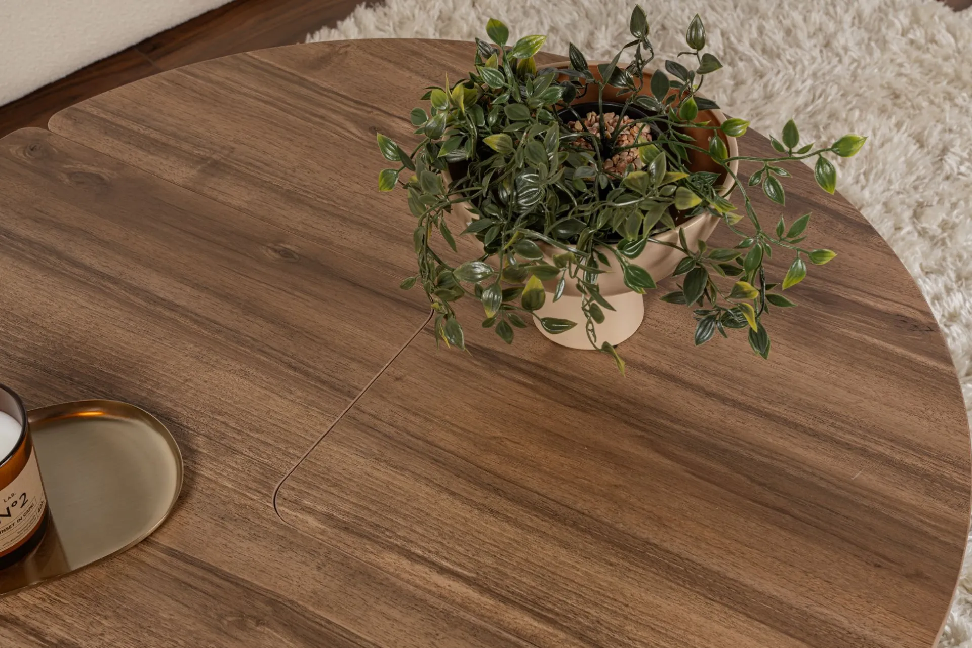 Emob Couchtisch-Set Moira - Ø90x41cm - 2 Tische - Walnuss-Dekor