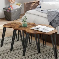 Vasagle Couchtischset Pasadena | Kleiner, mittlerer und großer Tisch | Rost