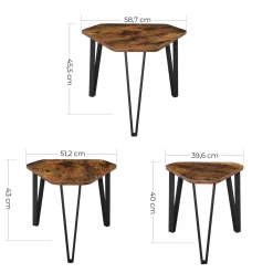 Vasagle Couchtischset Pasadena | Kleiner, mittlerer und großer Tisch | Rost