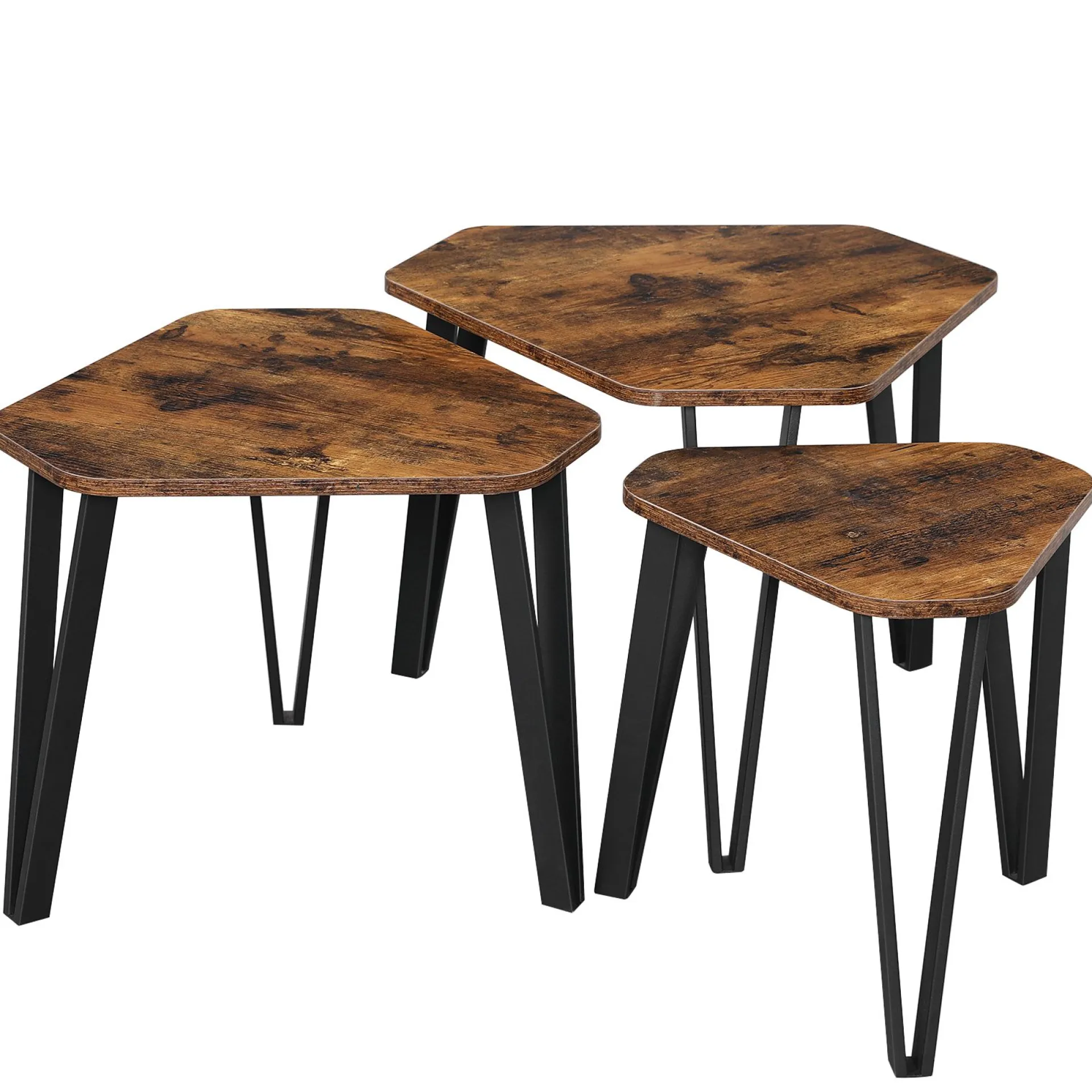 Vasagle Couchtischset Pasadena | Kleiner, mittlerer und großer Tisch | Rost