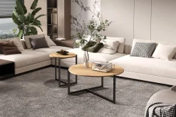 Rousseau Couchtisch-Set Pola | Ø80 x 40 cm; Ø45 x 50 cm | Design Old Oak