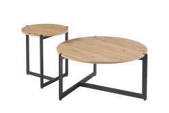 Rousseau Couchtisch-Set Pola | Ø80 x 40 cm; Ø45 x 50 cm | Design Old Oak