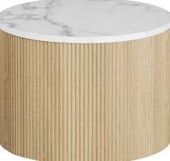 Rousseau Couchtisch-Set Rowan - Ø80x42cm und Ø50x37cm - Eiche Dekor/Marmor