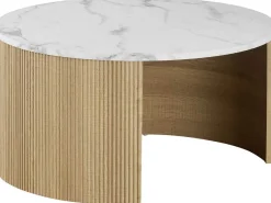 Rousseau Couchtisch-Set Rowan - Ø80x42cm und Ø50x37cm - Eiche Dekor/Marmor
