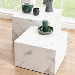 Emob Couchtisch Set Würfel (2 Stück, 58x58x40 cm) - e Marmor