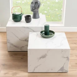 Emob Couchtisch Set Würfel (2 Stück, 58x58x40 cm) - e Marmor