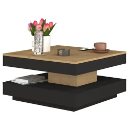 Trasman Couchtisch Soho 78x78 cm mit ausziehbarer Tischplatte - beige/ dunkelgrau