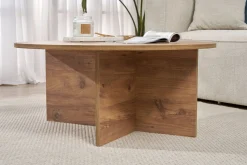 Emob Couchtisch Soleil - 100% MELAMINE - Atlantik-Kiefer - 40 x 90 x 90 cm