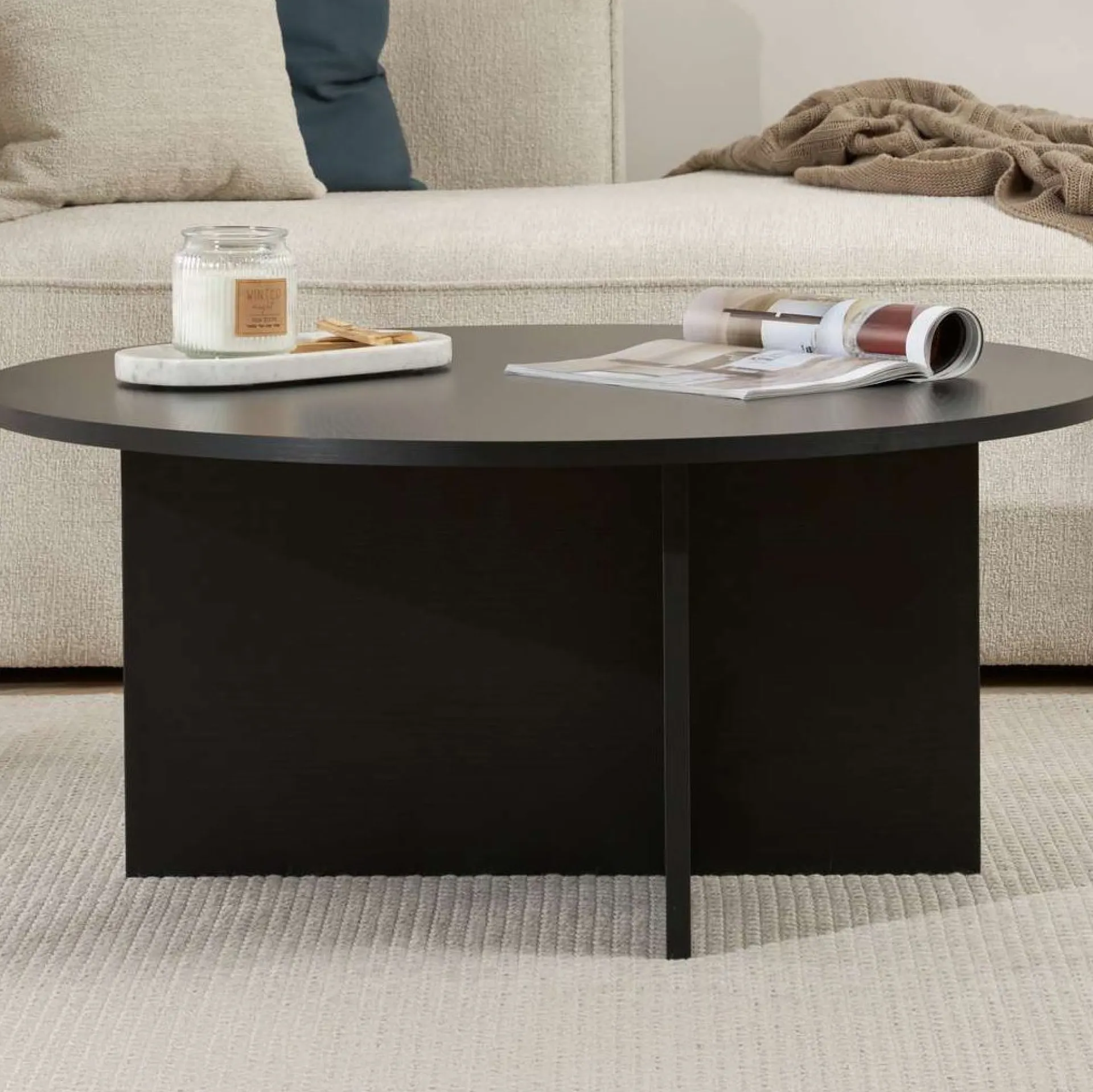 Emob Couchtisch Soleil - 100% MELAMINE - Holz - 40 x 90 x 90 cm
