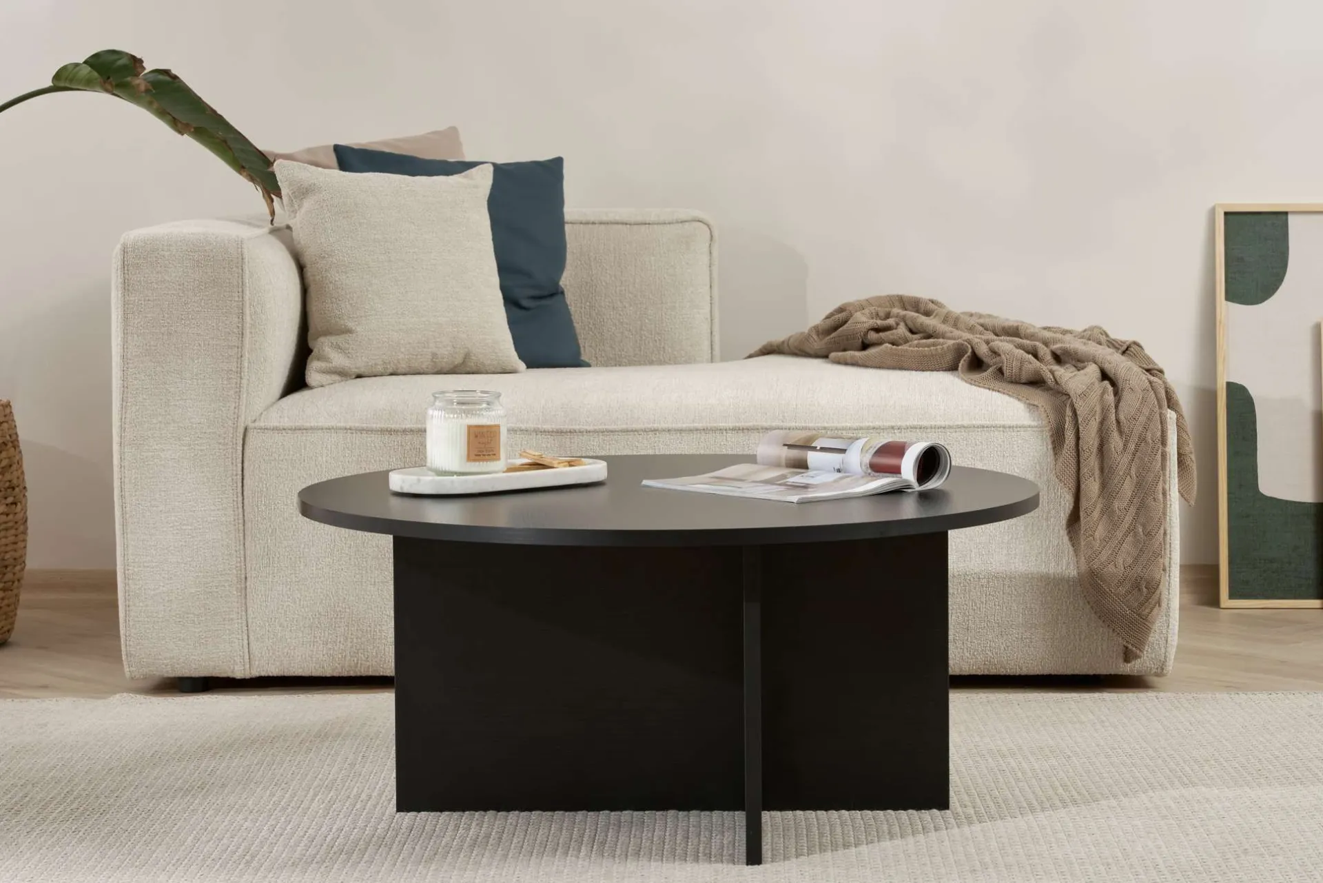 Emob Couchtisch Soleil - 100% MELAMINE - Holz - 40 x 90 x 90 cm
