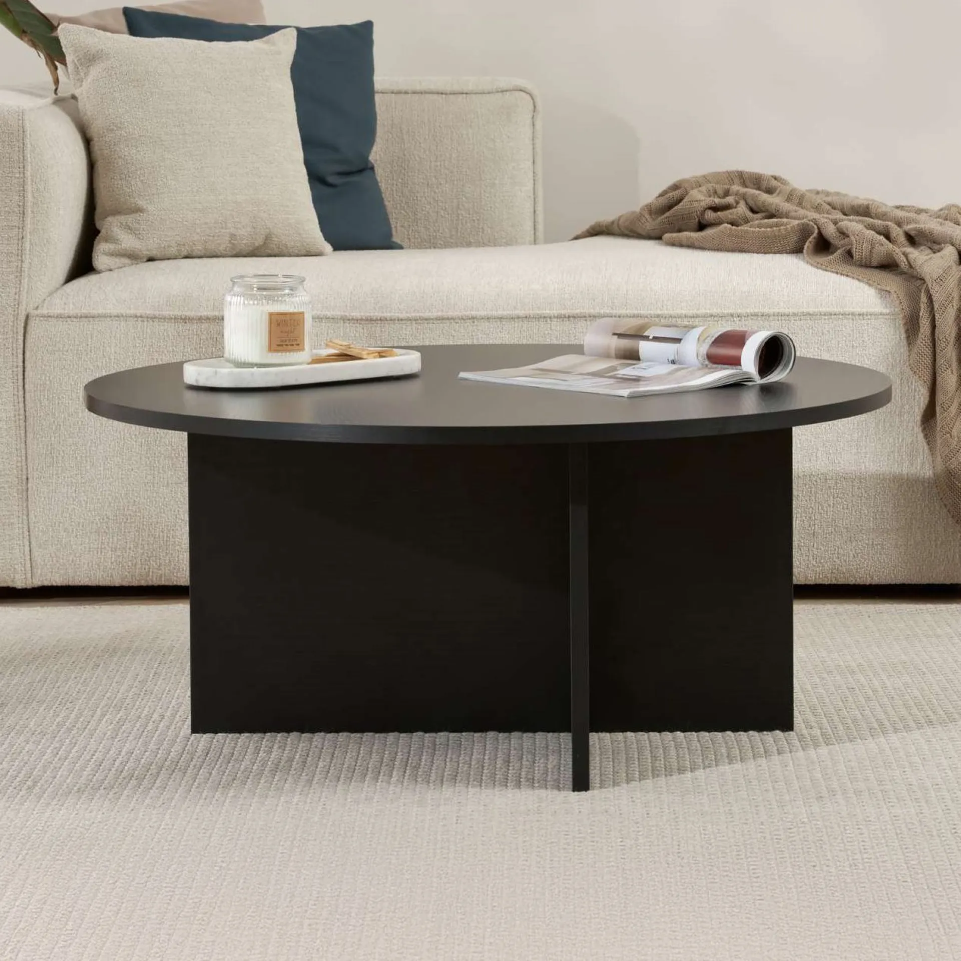 Emob Couchtisch Soleil - 100% MELAMINE - Holz - 40 x 90 x 90 cm