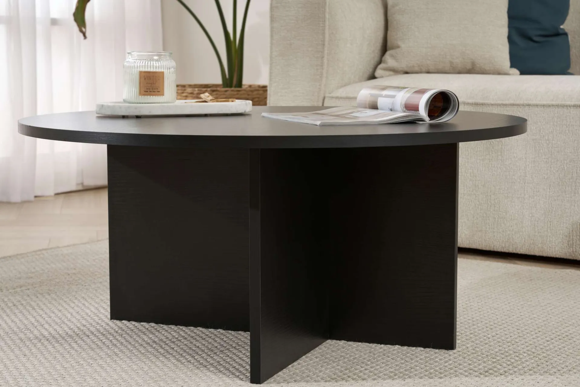 Emob Couchtisch Soleil - 100% MELAMINE - Holz - 40 x 90 x 90 cm