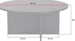 Emob Couchtisch Soleil - 100% MELAMINE - Holz - 40 x 90 x 90 cm