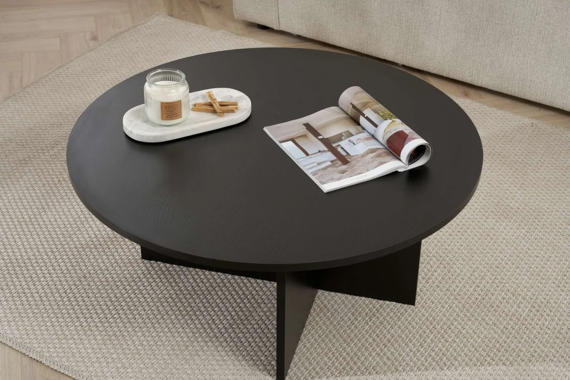 Emob Couchtisch Soleil - 100% MELAMINE - Holz - 40 x 90 x 90 cm