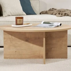 Emob Couchtisch Soleil - 100% MELAMINE - Saphireiche - 40 x 90 x 90 cm