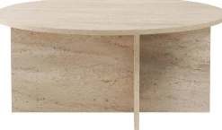 Emob Couchtisch Soleil - 100% MELAMINE - Travertin - 40 x 90 x 90 cm