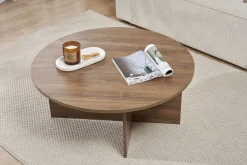 Emob Couchtisch Soleil - 100% MELAMINE - Walnuss - 40 x 90 x 90 cm