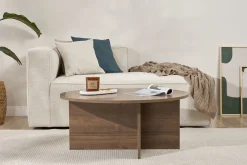 Emob Couchtisch Soleil - 100% MELAMINE - Walnuss - 40 x 90 x 90 cm