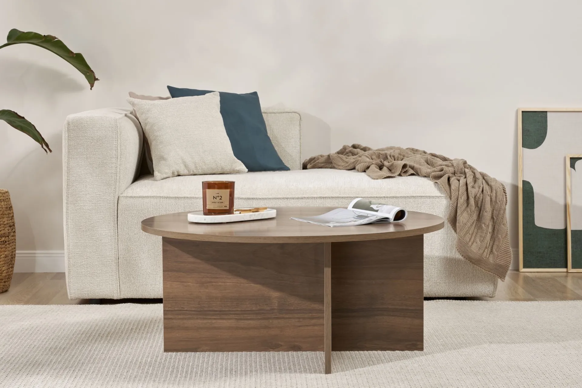Emob Couchtisch Soleil - 100% MELAMINE - Walnuss - 40 x 90 x 90 cm