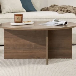 Emob Couchtisch Soleil - 100% MELAMINE - Walnuss - 40 x 90 x 90 cm