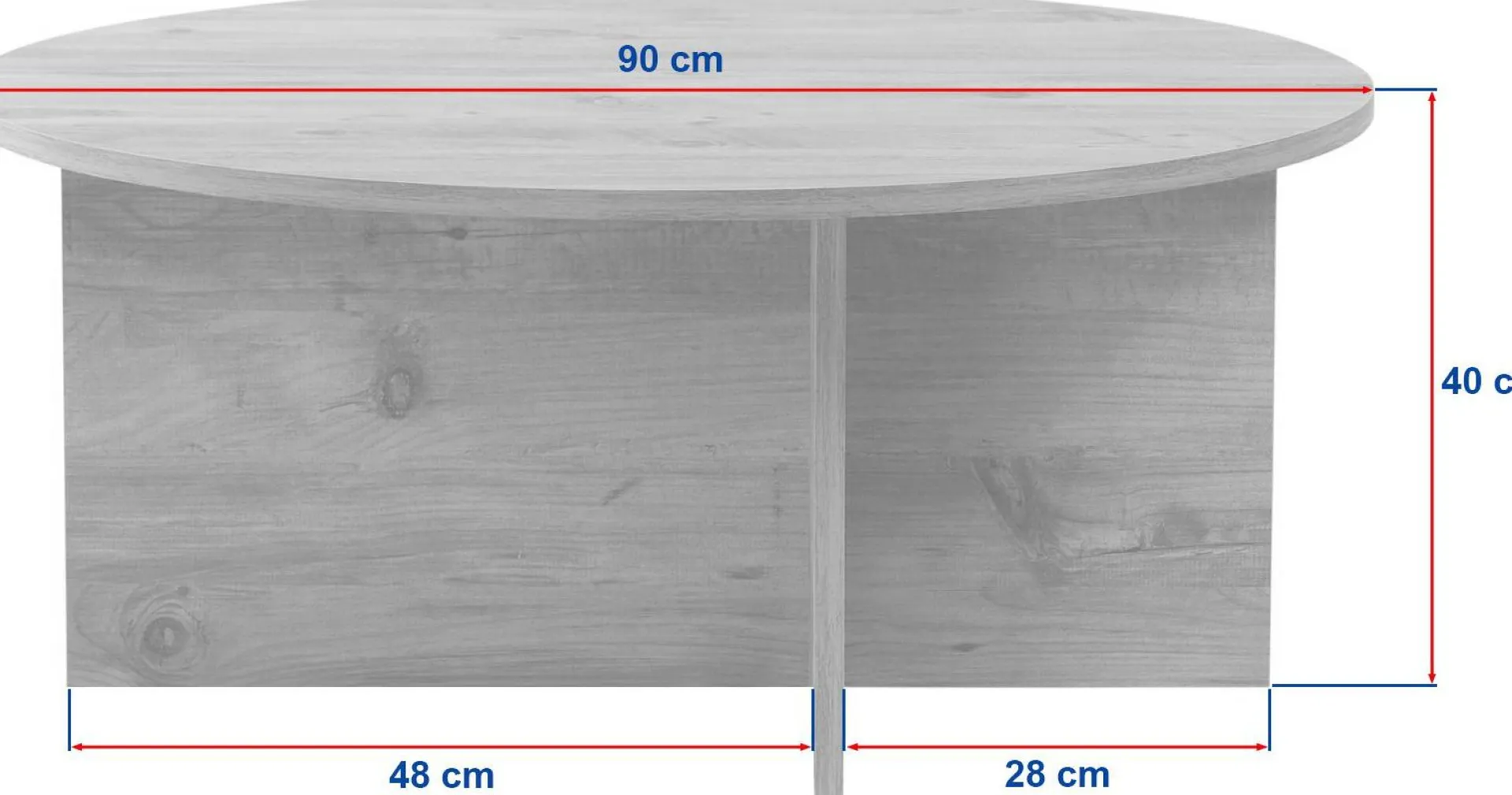 Emob Couchtisch Soleil - 100% MELAMINE - Walnuss - 40 x 90 x 90 cm