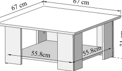Temahome Couchtisch Square 67x67 - weiß/Eiche