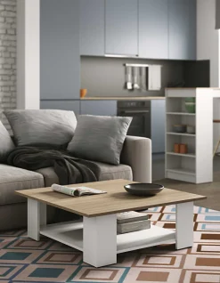 Temahome Couchtisch Square 67x67 - weiß/Eiche