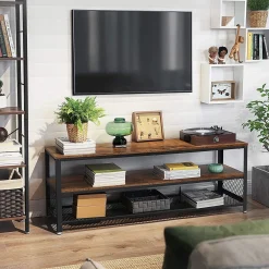 Couchtisch/TV-Schrank Bill 140x40 2 Regale - rustikal braun/schwarz
