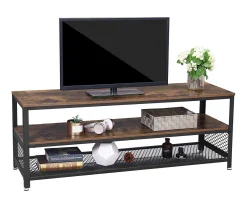 Couchtisch/TV-Schrank Bill 140x40 2 Regale - rustikal braun/schwarz