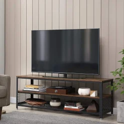 Couchtisch/TV-Schrank Bill 140x40 2 Regale - rustikal braun/schwarz