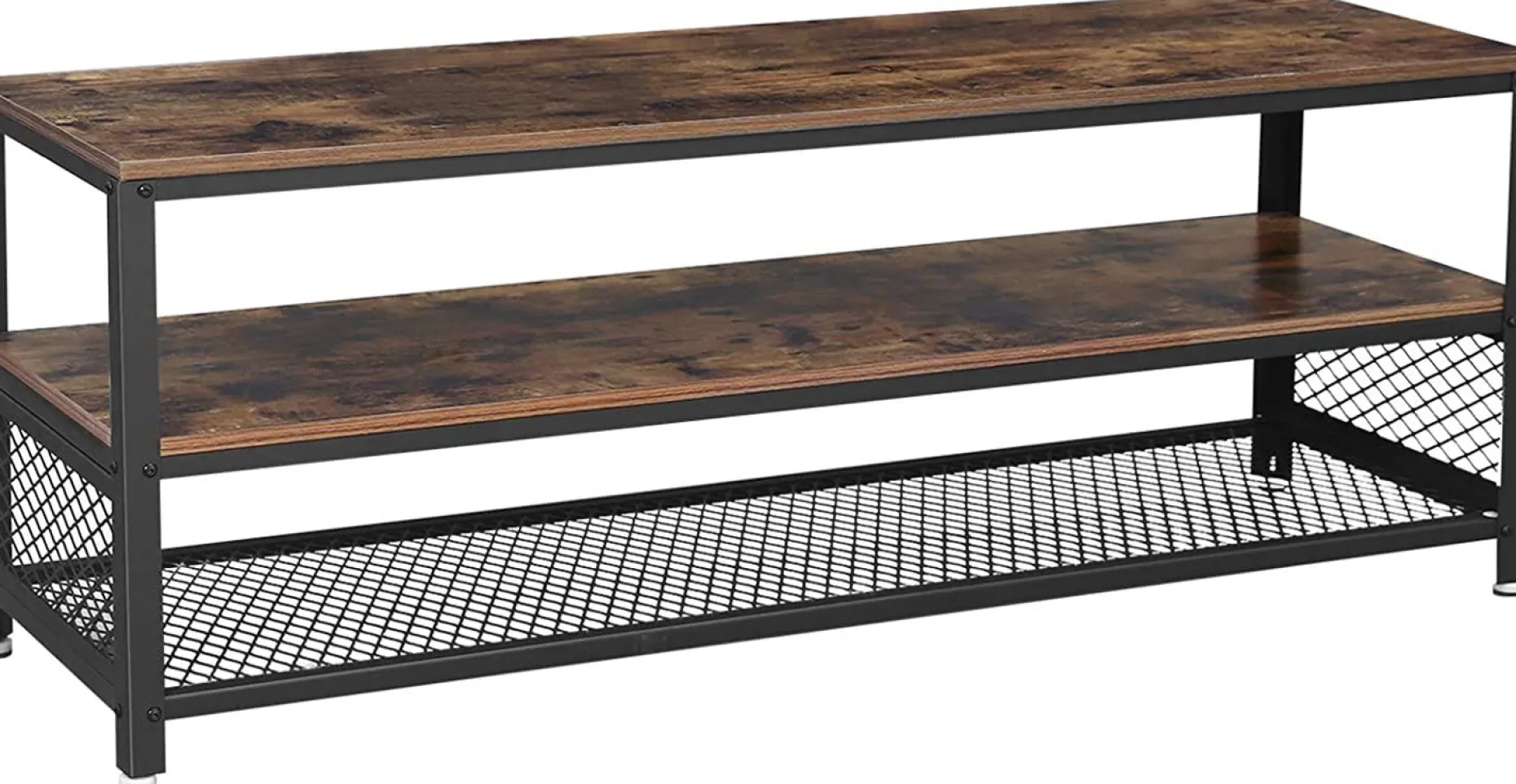 Couchtisch/TV-Schrank Bill 140x40 2 Regale - rustikal braun/schwarz