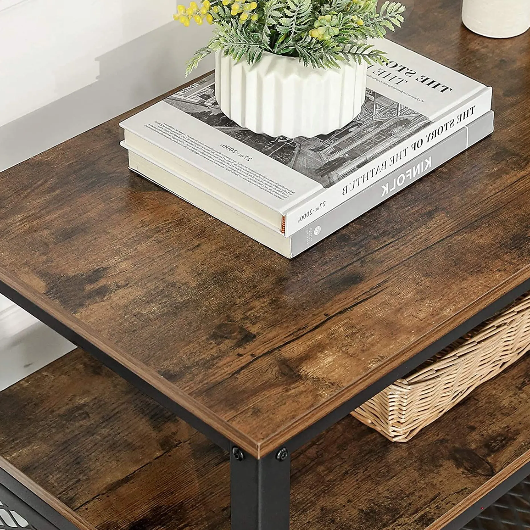 Couchtisch/TV-Schrank Bill 140x40 2 Regale - rustikal braun/schwarz