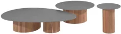 Gescova Couchtisch Viola Ø42cm - Teakholz und gesinterter Stein - Dunkelgrau