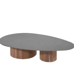Gescova Couchtisch Viola 140x90cm Teakholz & gesinterter Stein Dunkelgrau