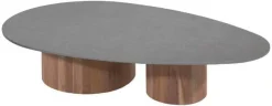 Gescova Couchtisch Viola 140x90cm Teakholz & gesinterter Stein Dunkelgrau