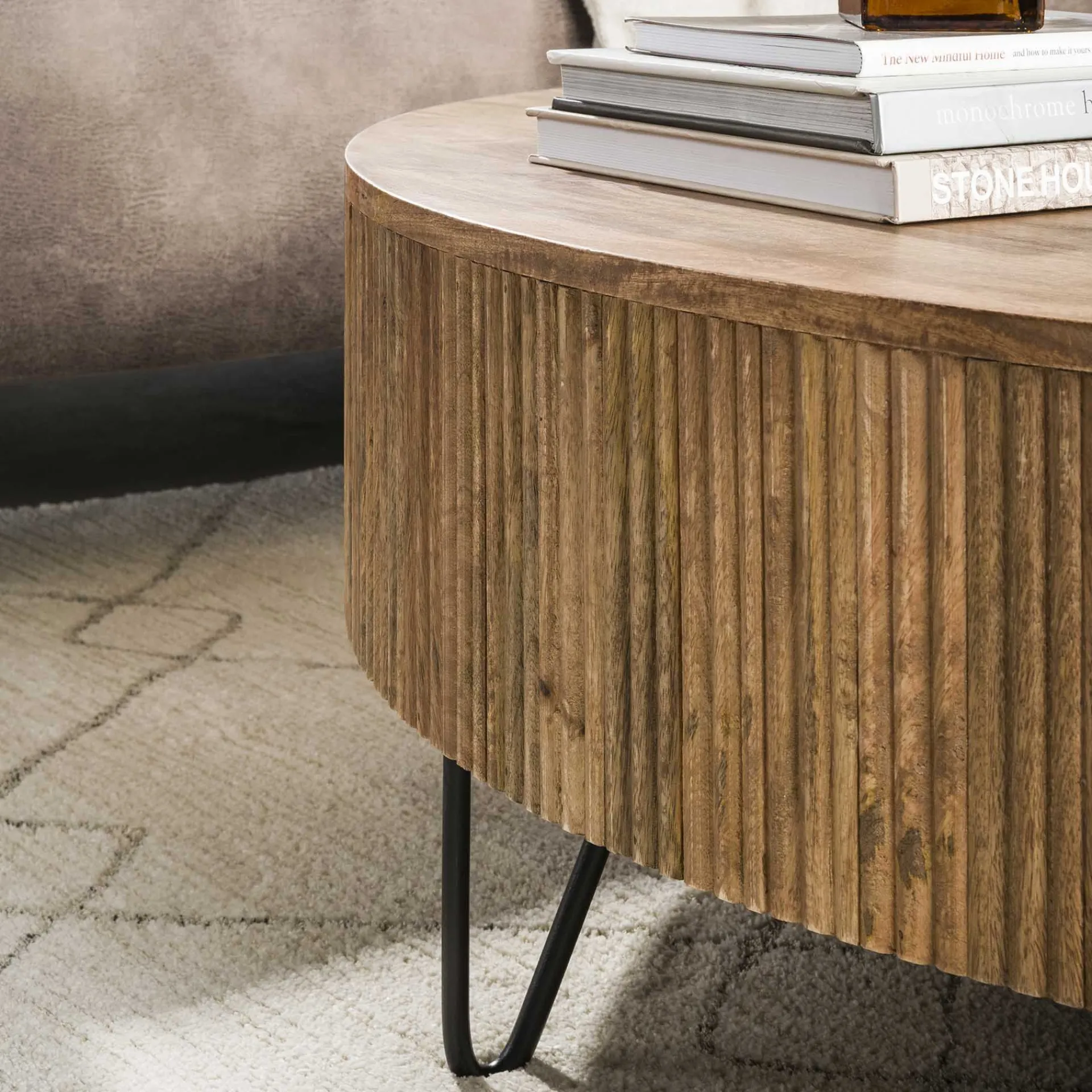 Emob Couchtisch Wave - Ø120x38cm - Mangoholz massiv