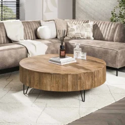 Emob Couchtisch Wave - Ø120x38cm - Mangoholz massiv