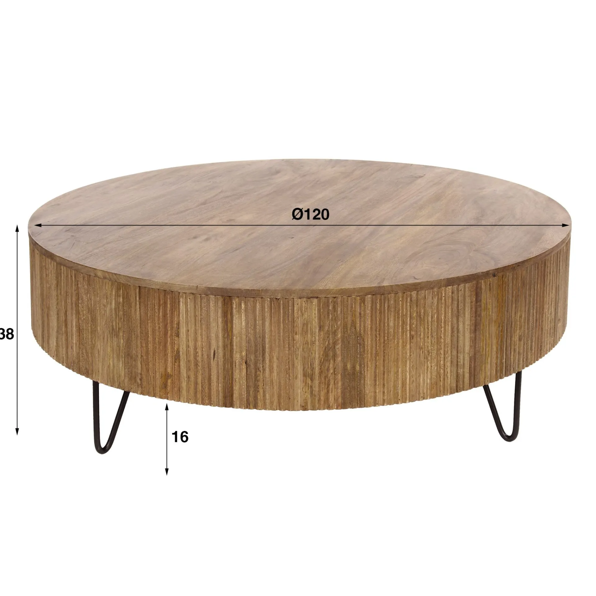 Emob Couchtisch Wave - Ø120x38cm - Mangoholz massiv