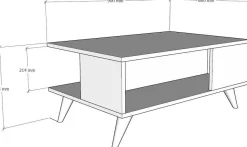 Emob Couchtisch Yuka - 100% MELAMINE - Nussbaum - 90 x 39,5 x 60 cm