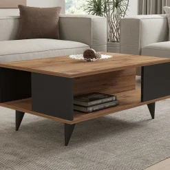 Emob Couchtisch Yuka - 100% MELAMINE - Nussbaum - 90 x 39,5 x 60 cm