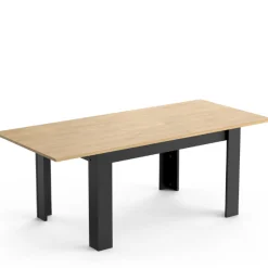 CBA Craig Ausziehbarer Esstisch 160/200 x 90 cm-Hamilton Eiche/Mattschwarz